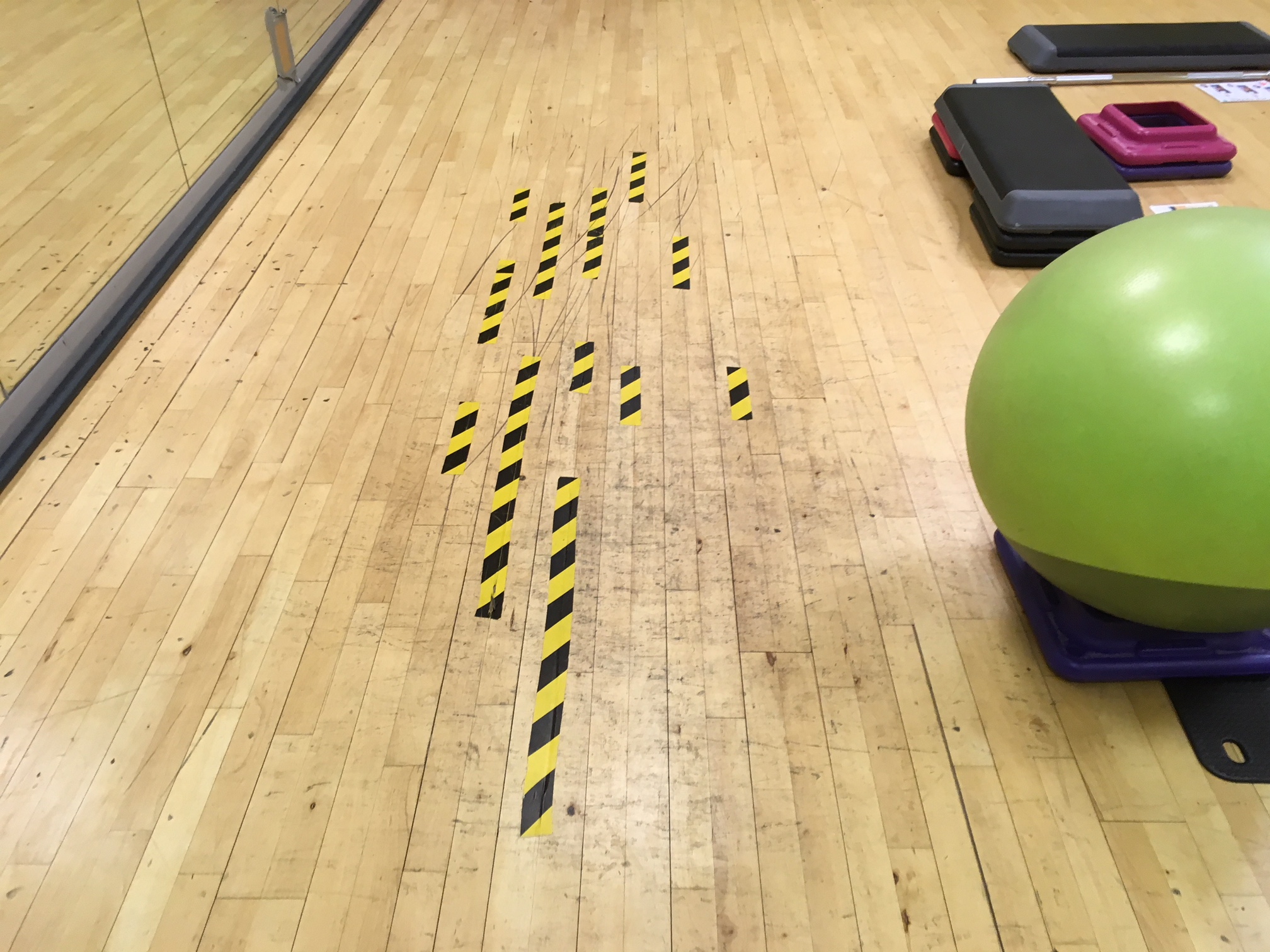 Leisure centre fitness studio floor before pulastic refurbishment by Sport Surfaces UK