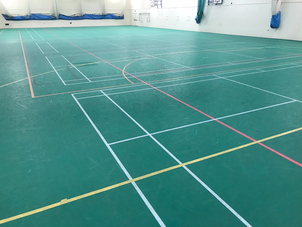 Deep clean and refurbishment to school uni-turf indoor sports floor SSUK