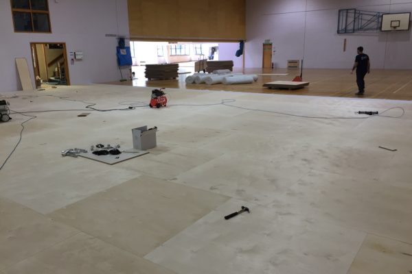 School sports hall floor installation by Sports Surfaces UK