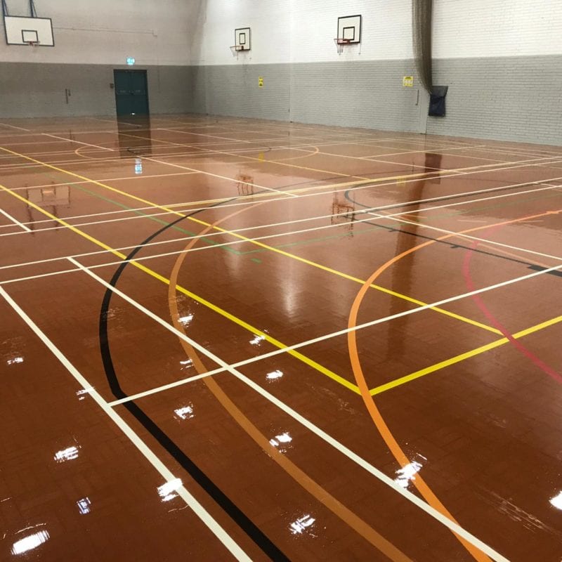 Granwood floor with new court markings
