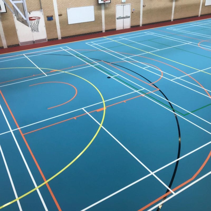 Testlands Hub in Southampton gets a Facelift! INdoor Sports Floor Installation of sports surface with line marking