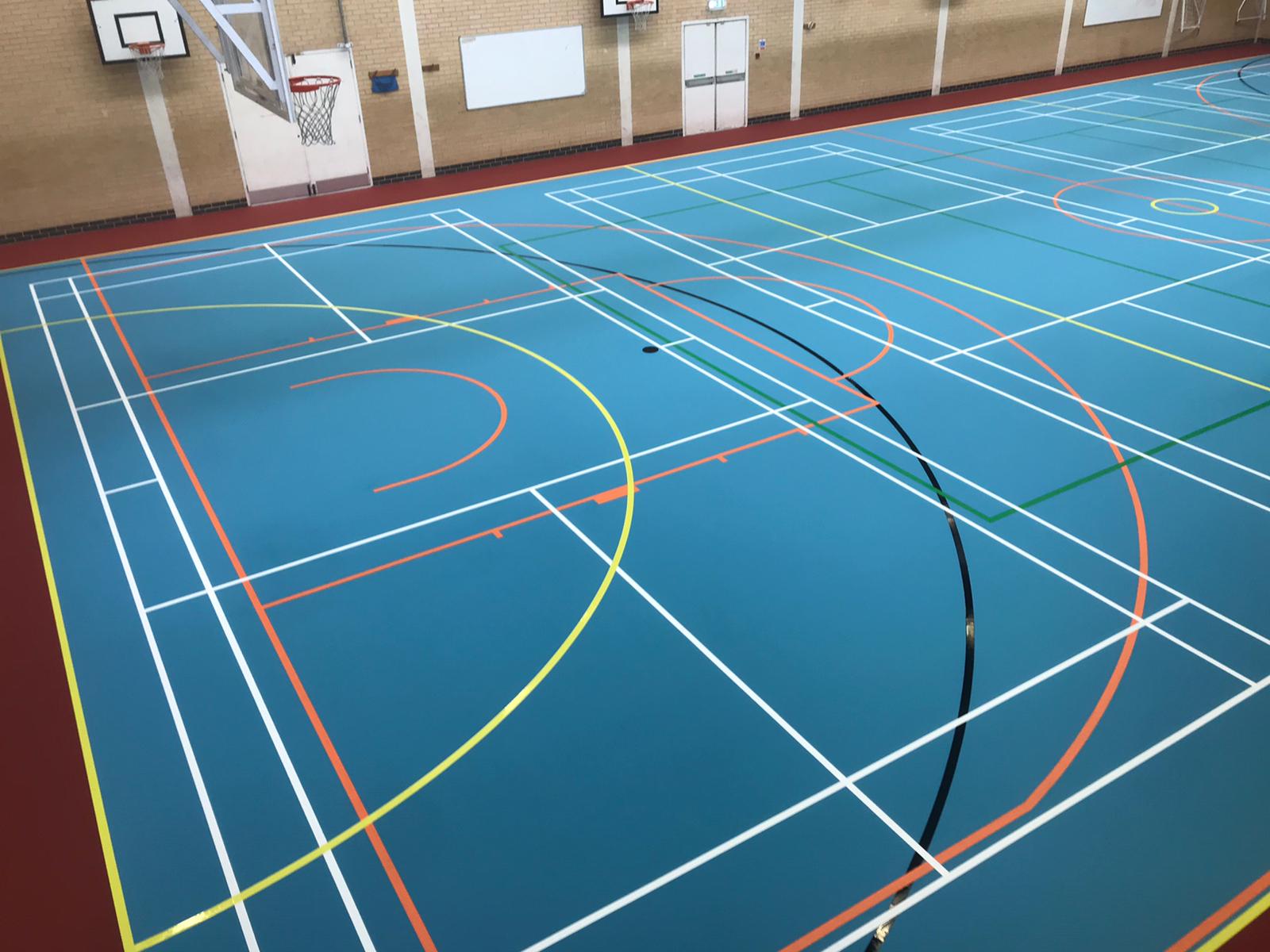 Testlands Hub in Southampton gets a Facelift! INdoor Sports Floor Installation of sports surface with line marking