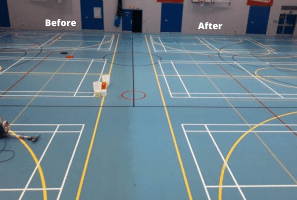 Deep clean, refurbish and repair indoor sports floor